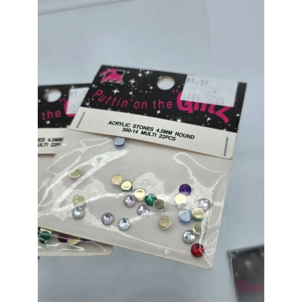 7 Lot - Vtg Puttin' On‎ The Glitz Rhinestones Acrylic Stones - 4.5mm - Rainbow